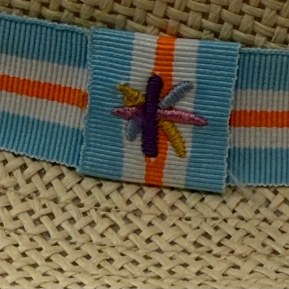 TRULY Tan and Blue Fedora Hat with Striped Band Unisex Size 4T.
